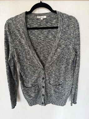Madewell Marled Gray V-Neck Button Front Cardigan Small